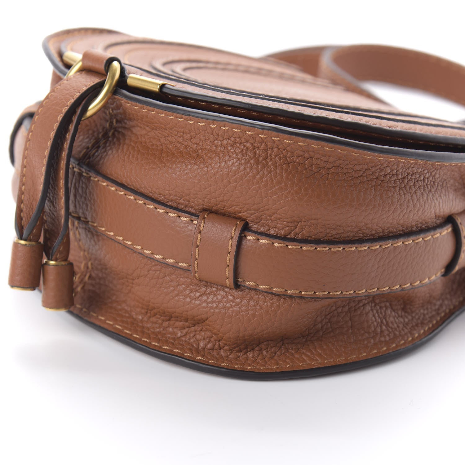 Chloe Calfskin Mini Marcie Round Crossbody Bag Tan 7 of 9