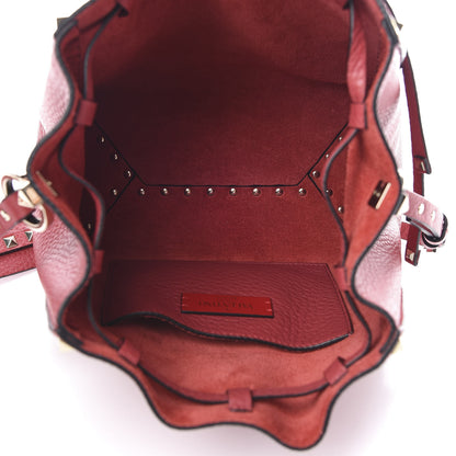 Valentino Garavani Grained Calfskin Rockstud Bucket Bag Red 5 of 9