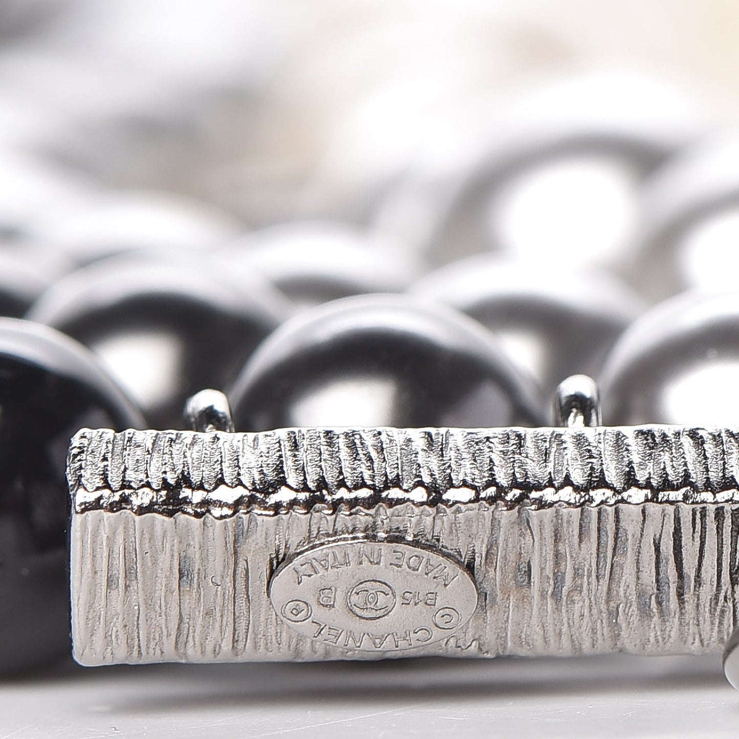 Pearl Bead CC Multistrand Bracelet Grey Black Ivory