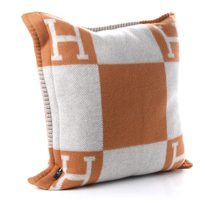 Hermes Wool Cashmere Avalon Pillow PM Ecru Potiron 2 of 5