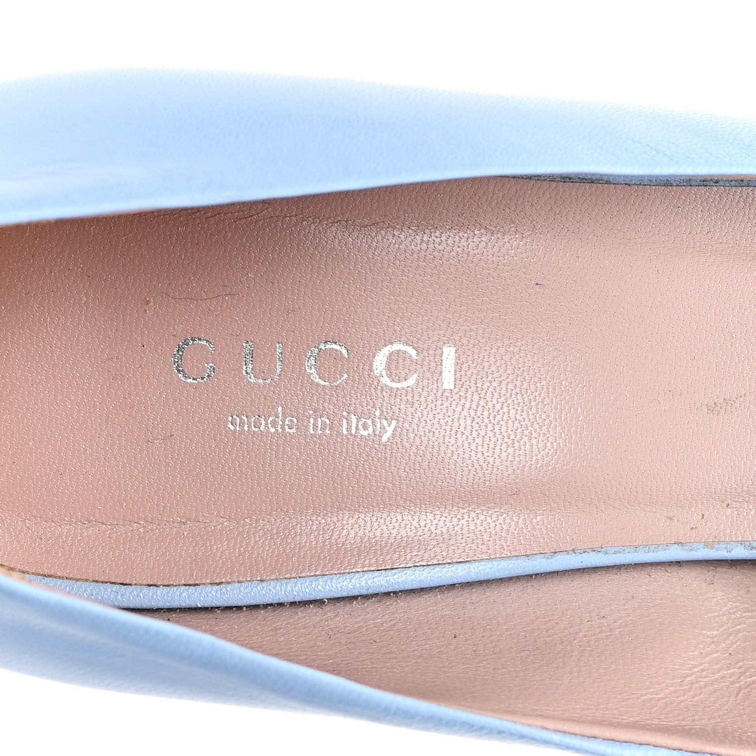 Gucci Malaga Kid Studded Cap Toe Coline Pumps 37.5 Mineral Blue 8 of 9