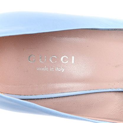 Gucci Malaga Kid Studded Cap Toe Coline Pumps 37.5 Mineral Blue 8 of 9