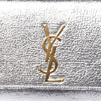Saint Laurent Textured Metallic Calfskin Classic Monogram Cassandre Clutch Silver 15 of 15