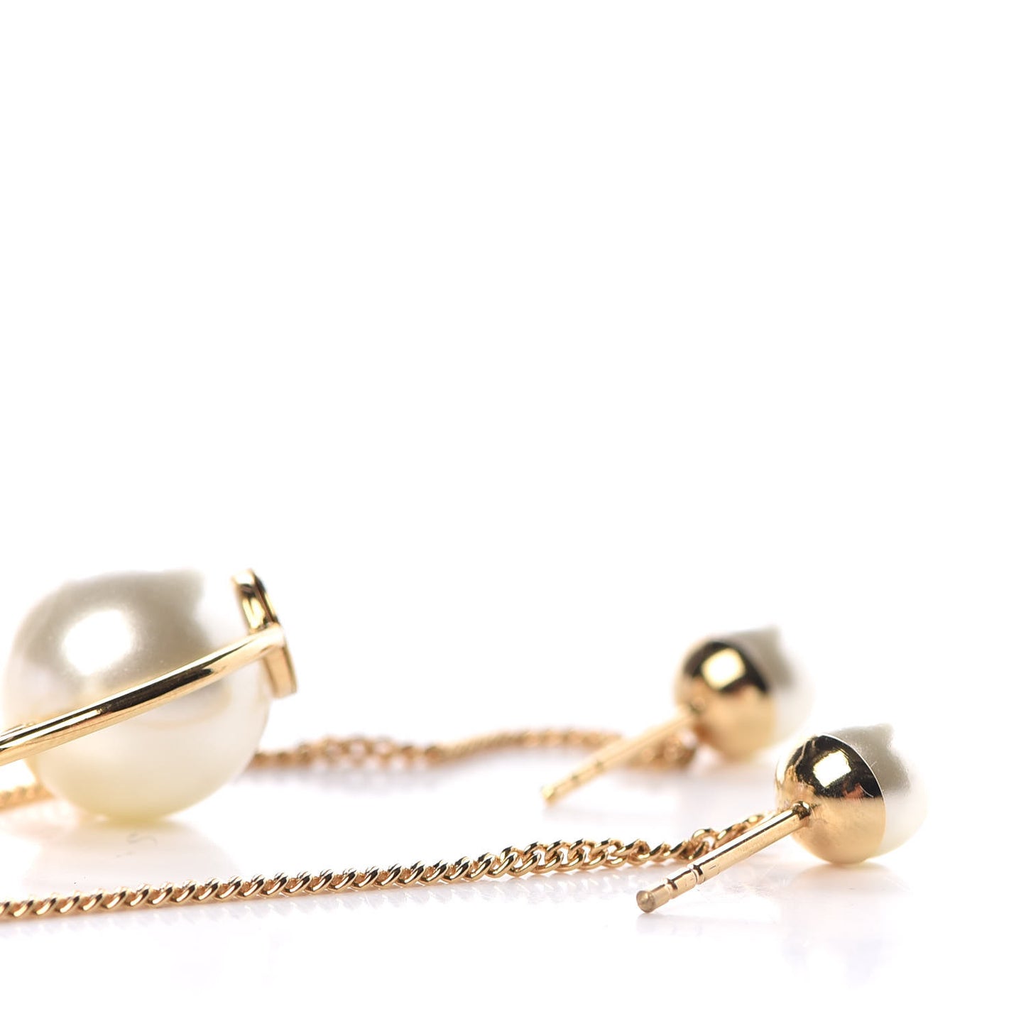 Pearl Tribales Dangle Chain Earrings Gold
