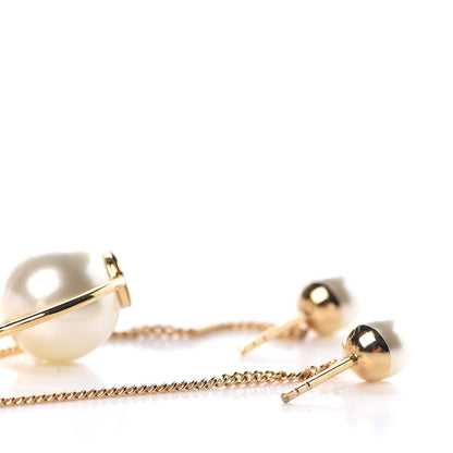 Christian Dior Pearl Tribales Dangle Chain Earrings Gold 3 of 5