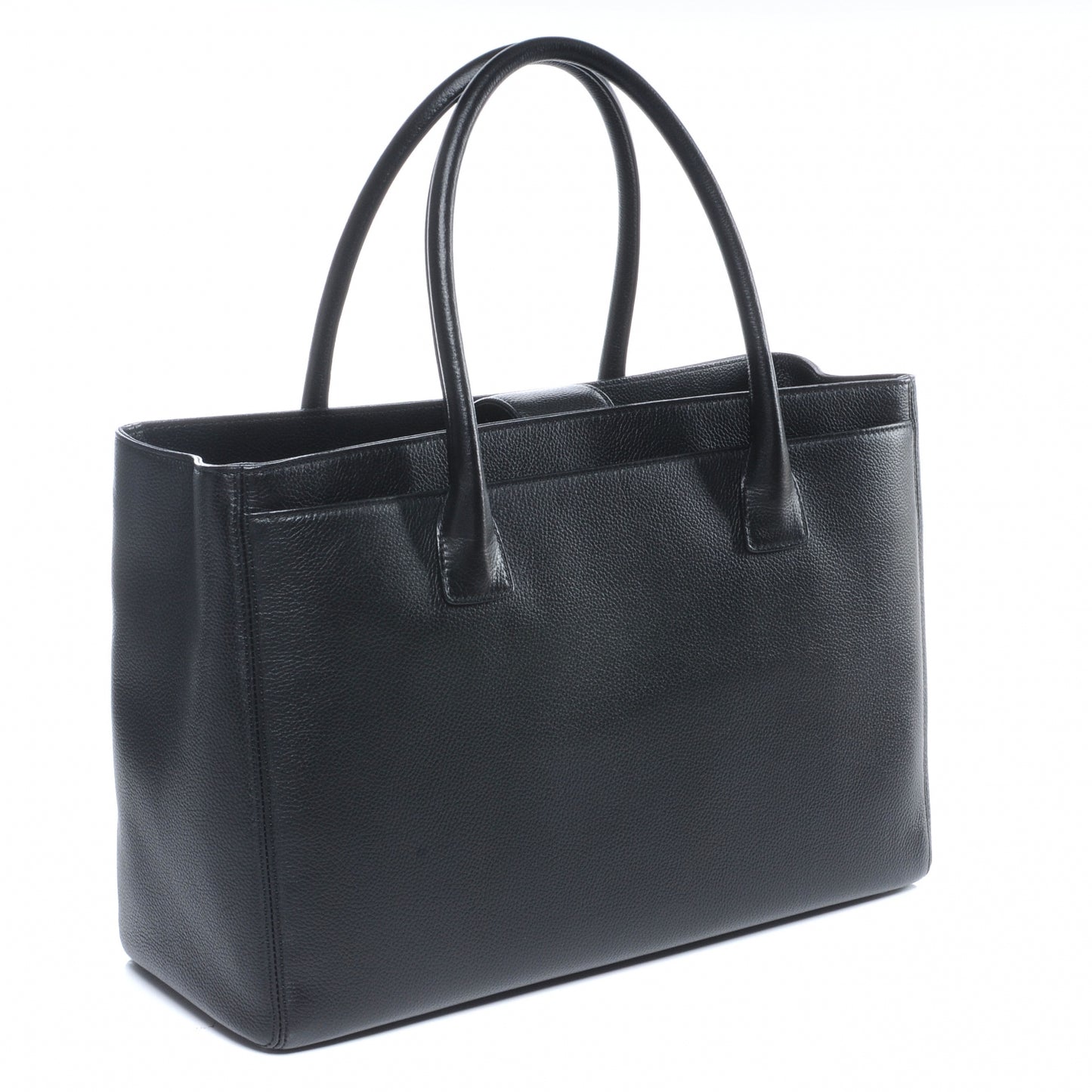 Calfskin Cerf Executive Shopper Tote Black