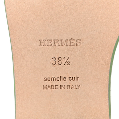 Hermes Epsom Oran Sandals 38.5 Vert Pomme 6 of 9