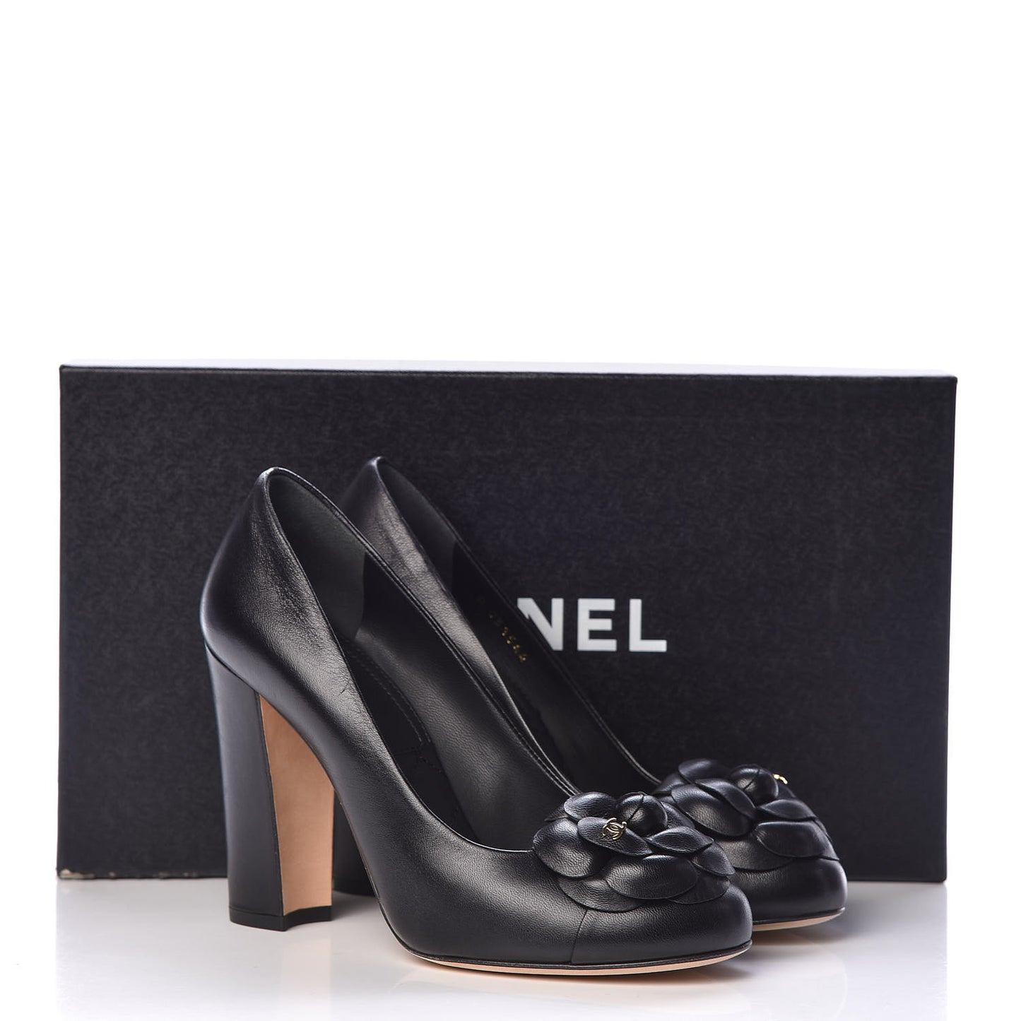Lambskin Camellia Pumps 37 Black
