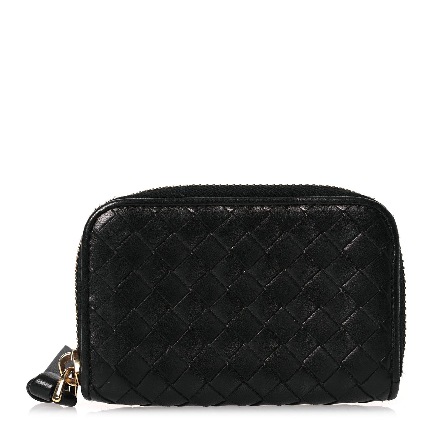 Nappa Intrecciato Zip Around Coin Purse Black