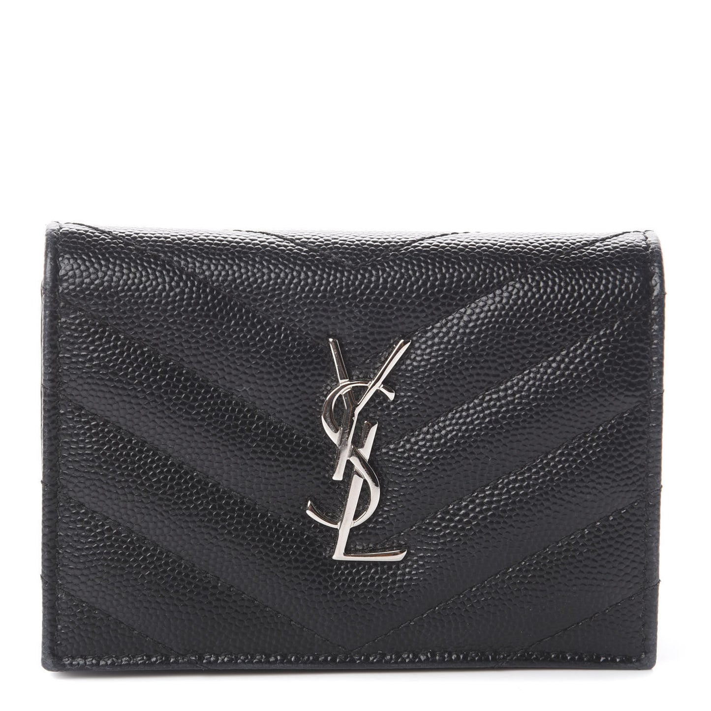 Grain De Poudre Matelasse Chevron Monogram Card Case Black