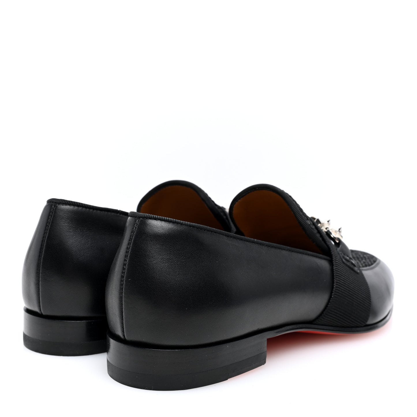 Calfskin Mens Penny Flat Loafers 7 Silver Black