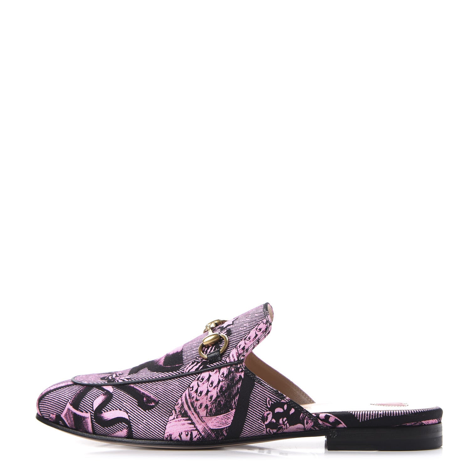 Gucci Silk Satin Saint Romain Womens Princetown Slippers 35.5 Pink Black 1 of 11