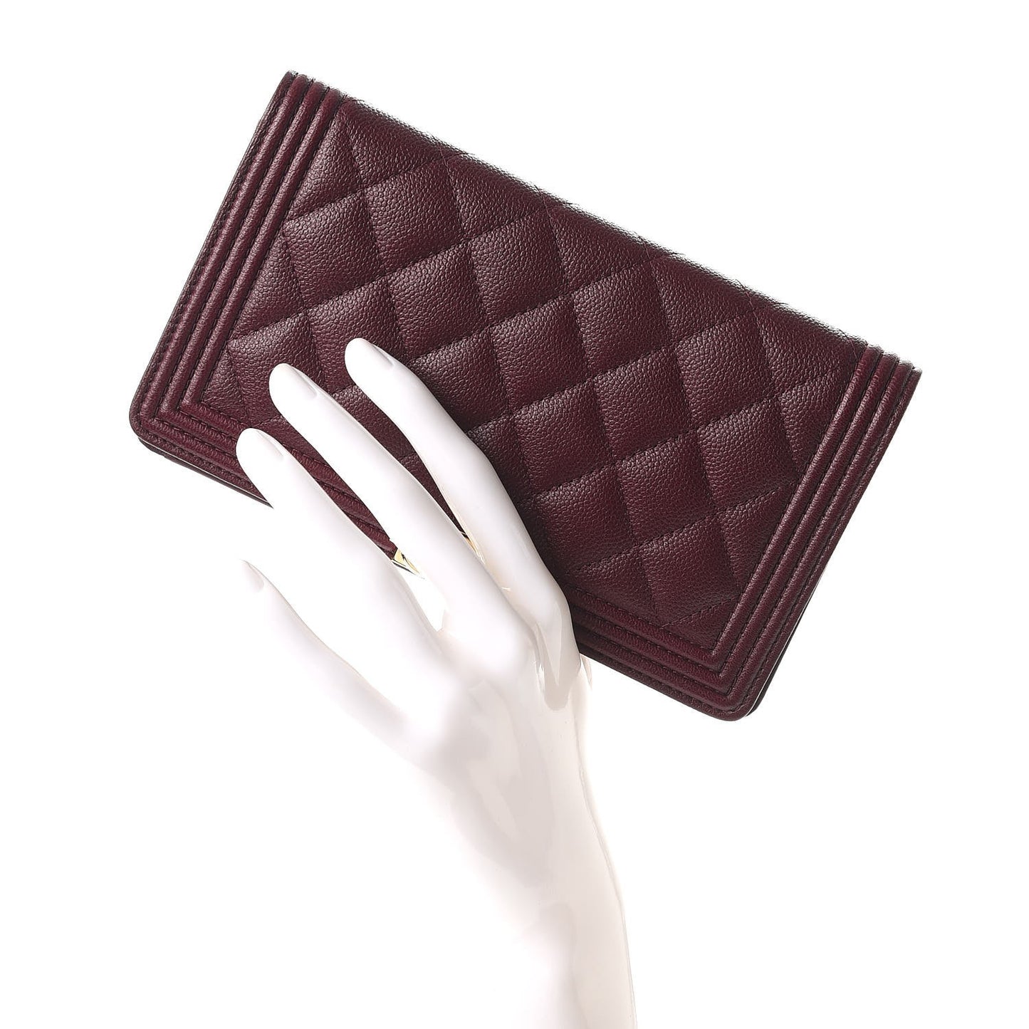 Caviar Quilted Boy Yen Wallet Dark Purple