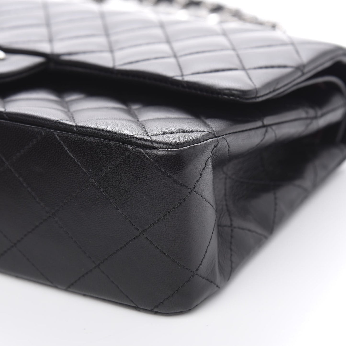 Lambskin Quilted Medium Double Flap Black