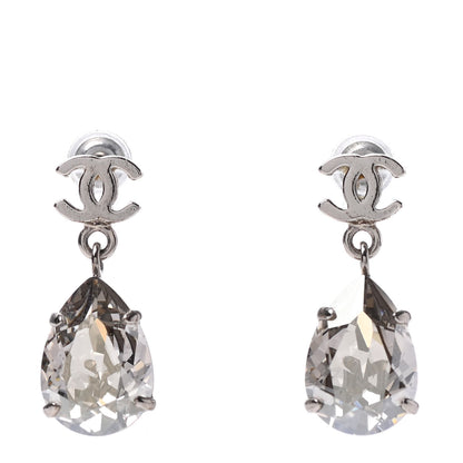 Chanel Crystal CC Tear Drop Earrings Silver 1 of 4