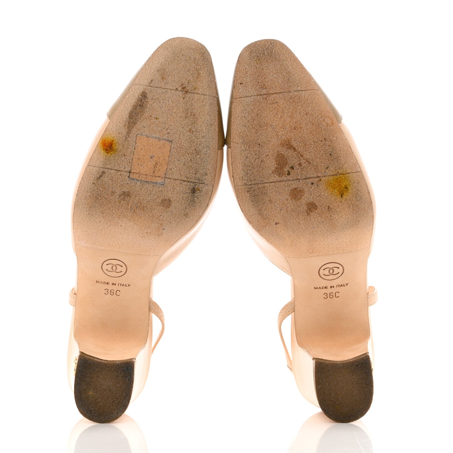 Lambskin Cap Toe CC Slingback Pumps 36 Beige Dark Beige