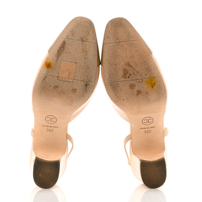 Chanel Lambskin Cap Toe CC Slingback Pumps 36 Beige Dark Beige 2 of 12