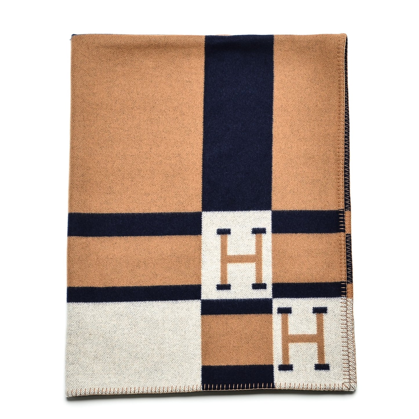 Wool Cashmere Avalon Bayadere Blanket Indigo Ocre