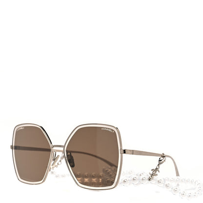 Chanel Butterfly Removable Pearl Chain Sunglasses 4262 Brown 1 of 8