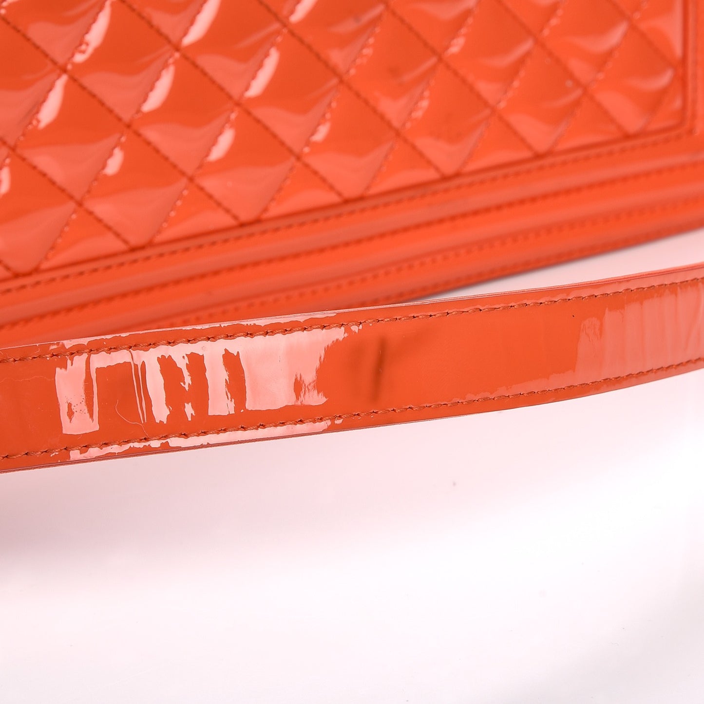 Patent Calfskin Medium Plexiglass Boy Flap Orange