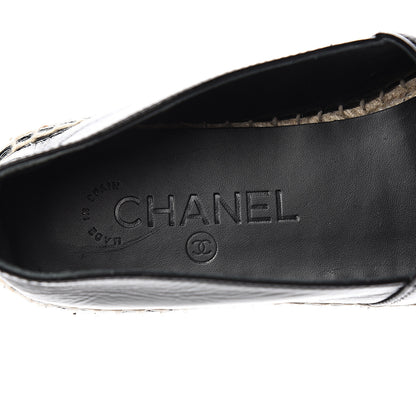 Chanel Patent Calfskin Crystal CC Espadrilles 38 Black 9 of 10