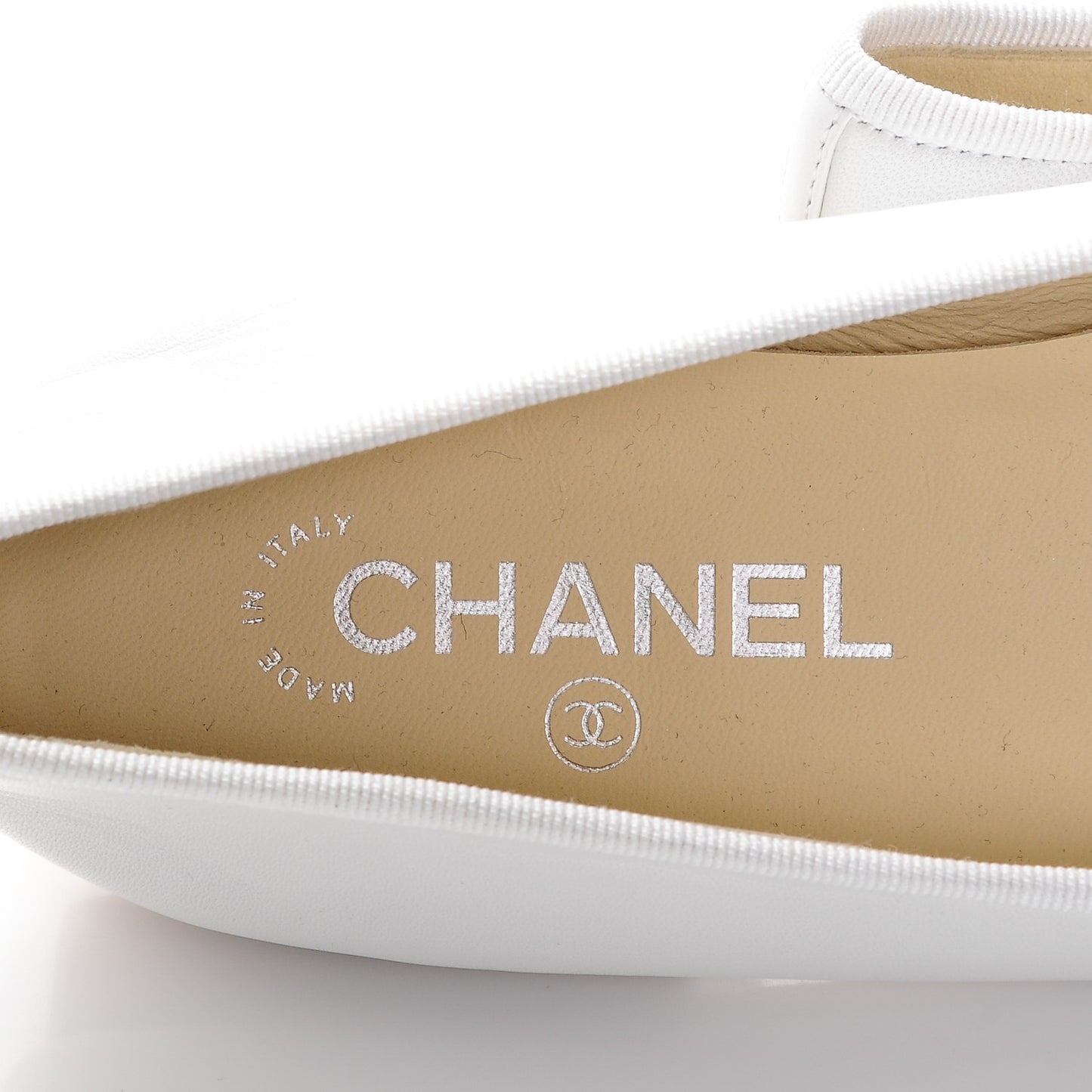 Lambskin Cap Toe CC Ballerina Flats 41 White Black