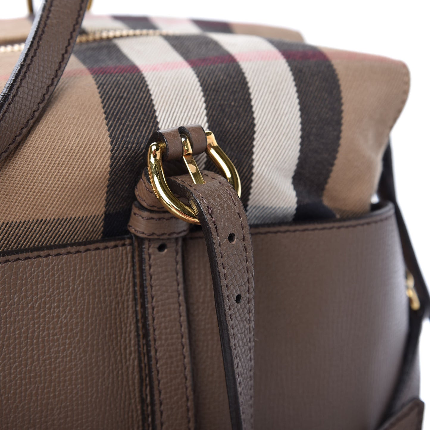 Grainy Calfskin House Check Mason Diaper Tote Tan