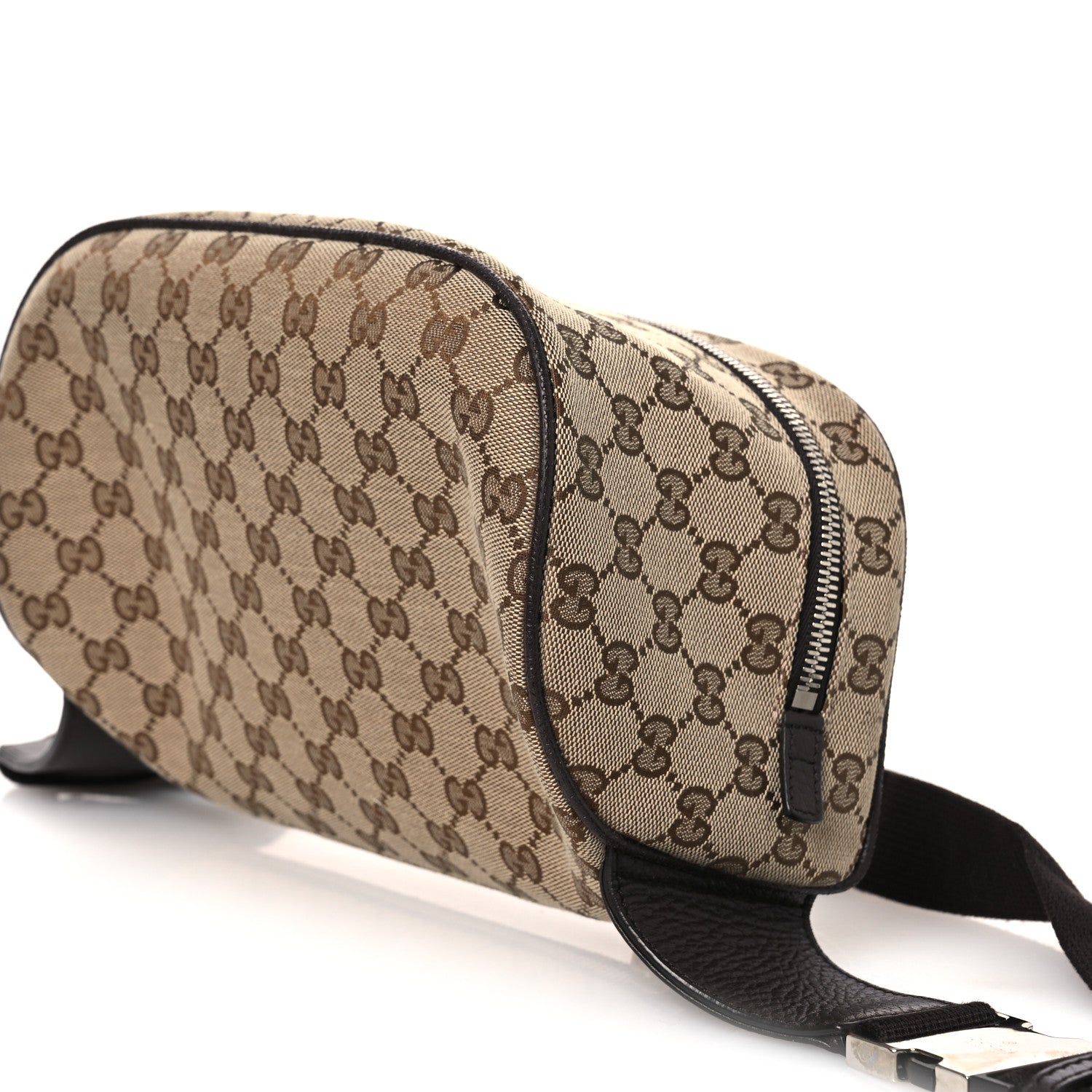 Gucci Monogram Dollar Calfskin Waist Pouch Beige Ebony Testa di