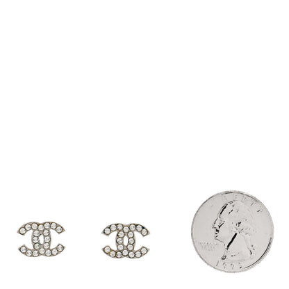 Chanel Crystal Mini Timeless CC Earrings Silver 2 of 4
