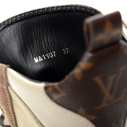 Louis Vuitton Suede Calfskin Monogram Laureate Platform Desert Boots 37 Beige 10 of 12