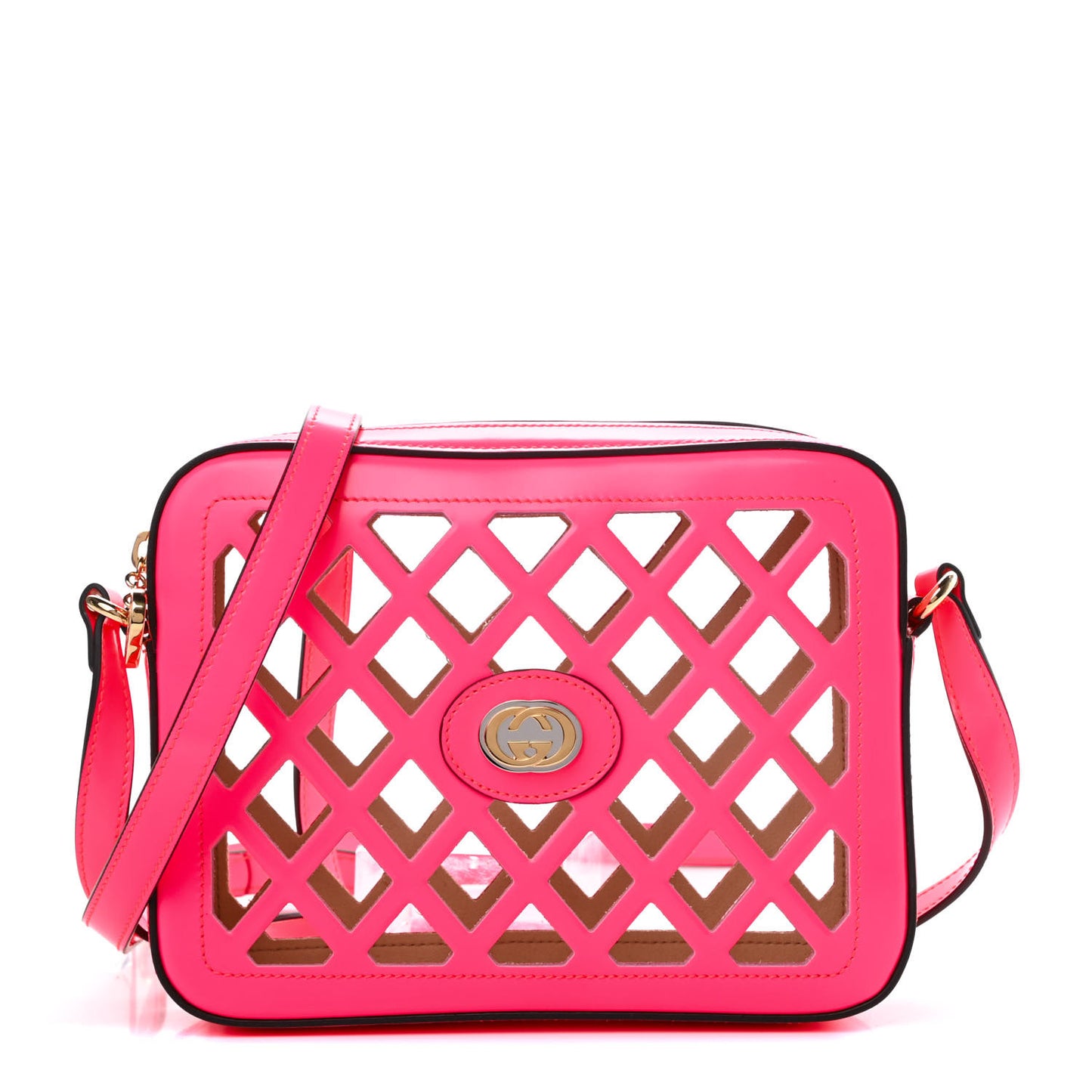 Canvas Calfskin Flora Infinity Cutout Shoulder Bag Fuchsia