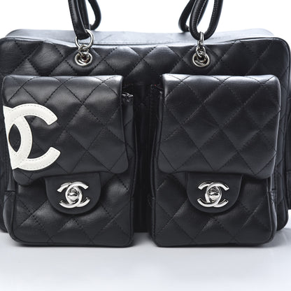 Chanel Calfskin Quilted Small Cambon Multipocket Reporter Black White 8 of 13