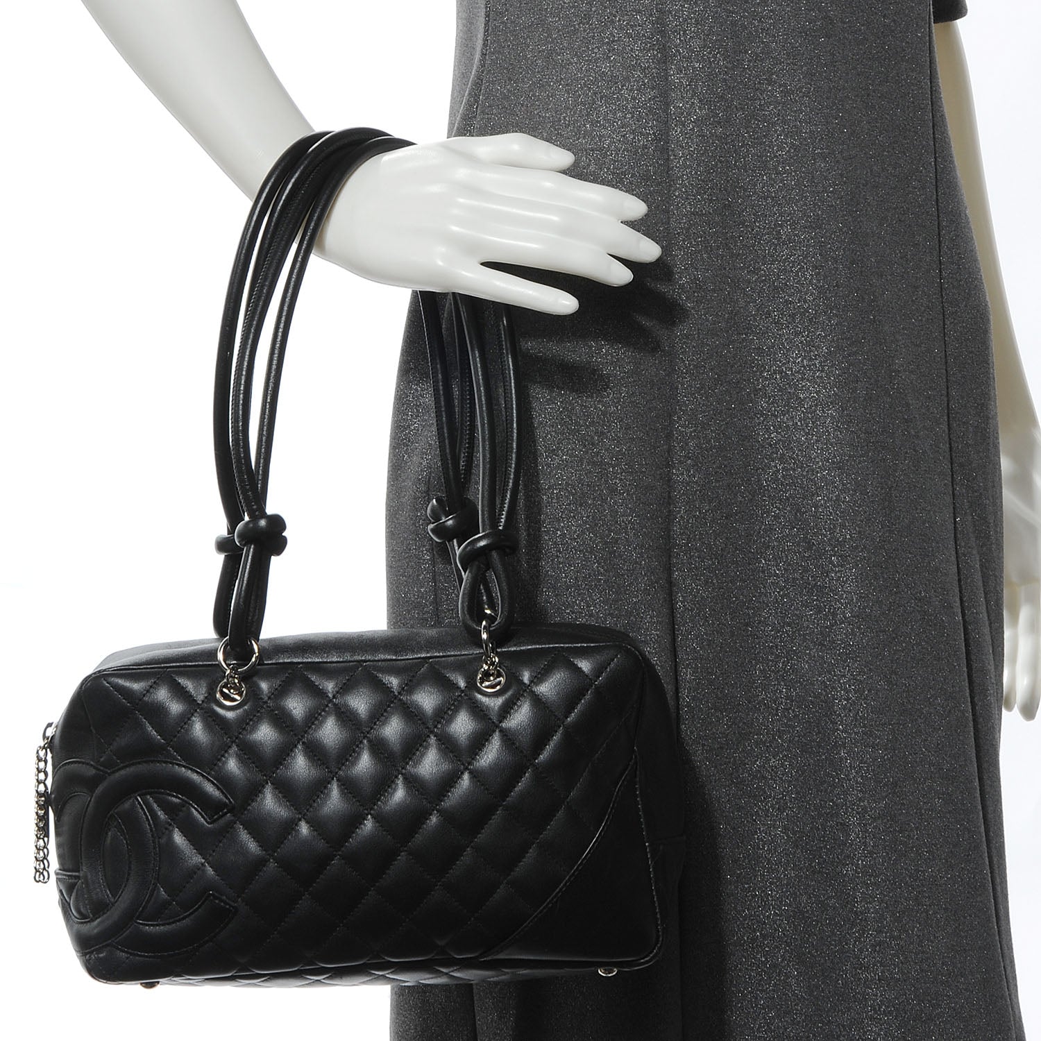 Chanel Calfskin Quilted Large Cambon Bowler Black 2 of 7