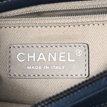 Chanel Calfskin Tweed Quilted Small Tote Navy Multicolor 6 of 9