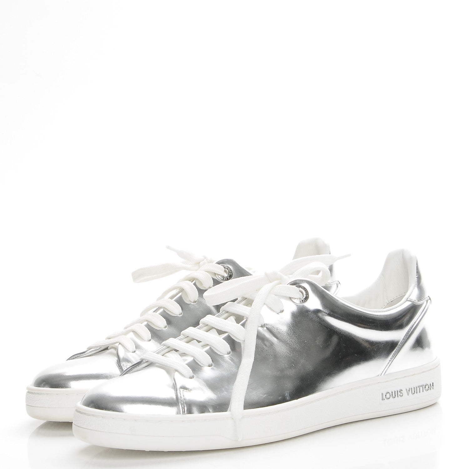 Louis Vuitton Metallic Calfskin Frontrow Sneakers 37 Silver 3 of 9