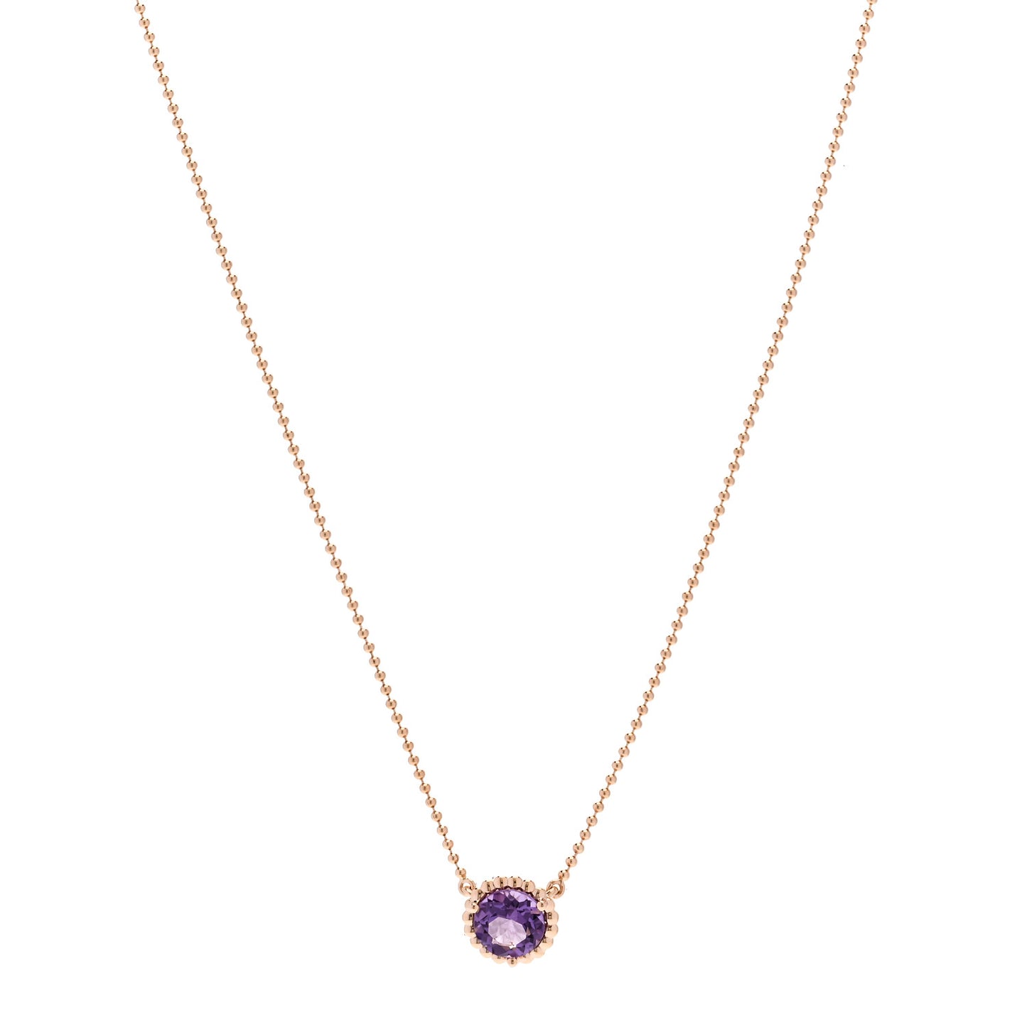 18K Rose Gold Amethyst Sparklers Octagonal Pendant Necklace