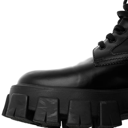 Prada Spazzolato Rois Nylon Metal Triangle Logo Monolith Pouch Pocket 55mm Boots 39 Black 12 of 13