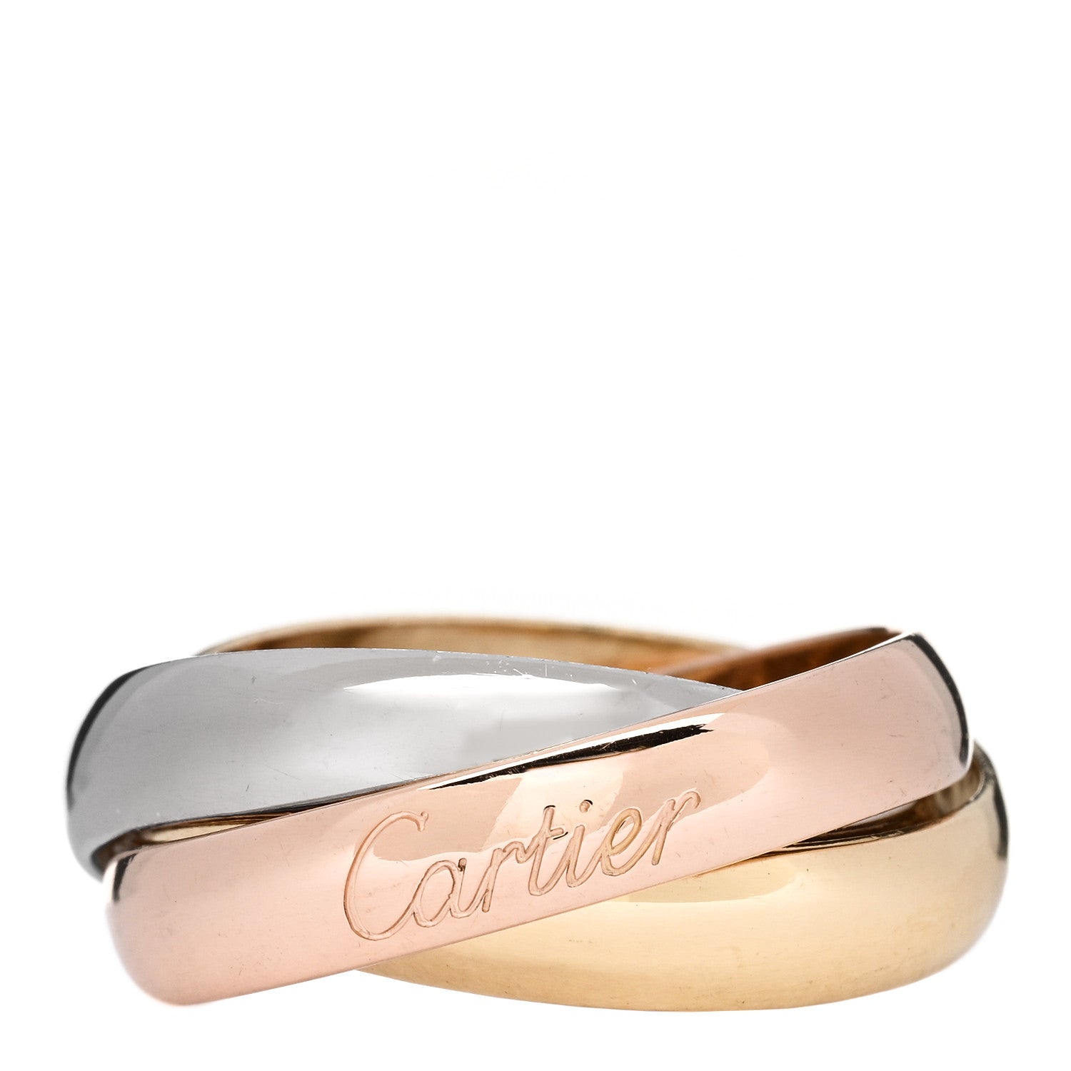 Cartier 18K Pink Yellow White Gold Large Trinity Ring 62 10 1 of 5
