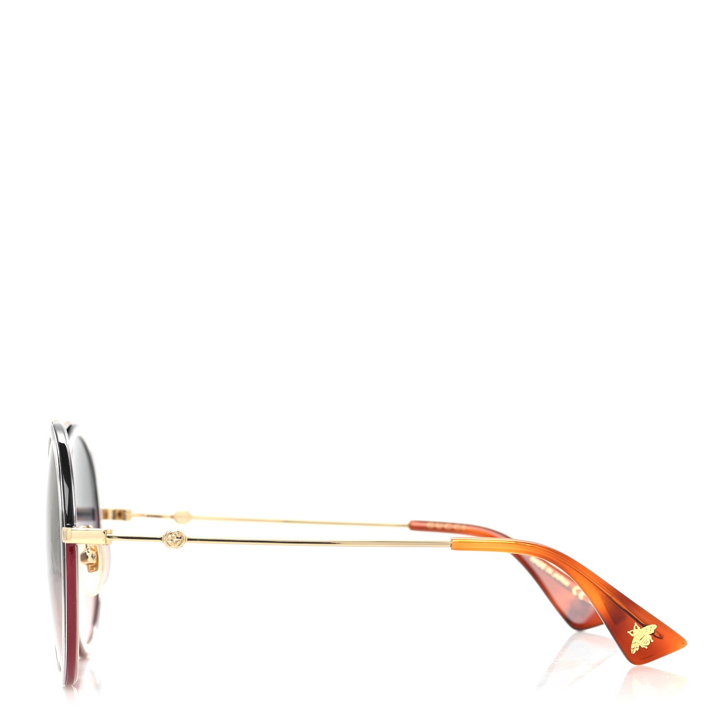 Gucci Round Frame Sunglasses GG0061S Gold Blue 3 of 7