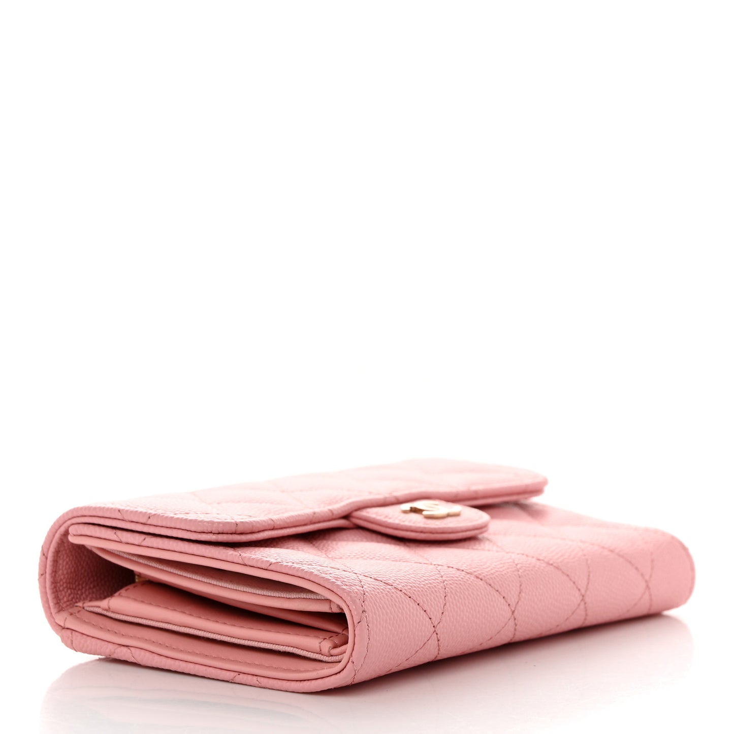 Caviar Quilted Medium Flap Wallet Pink