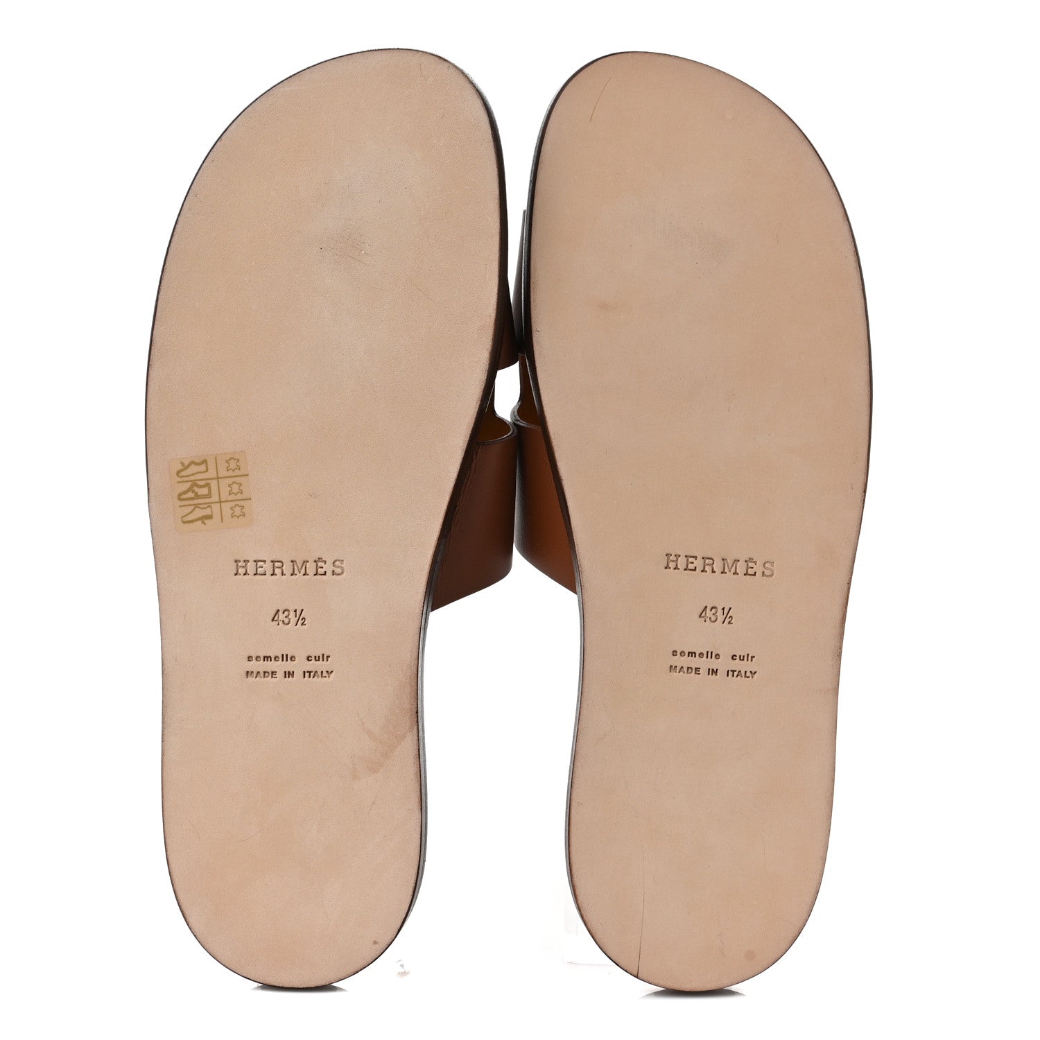Hermes Calfskin Izmir Mens Sandals 43.5 Gold 5 of 7