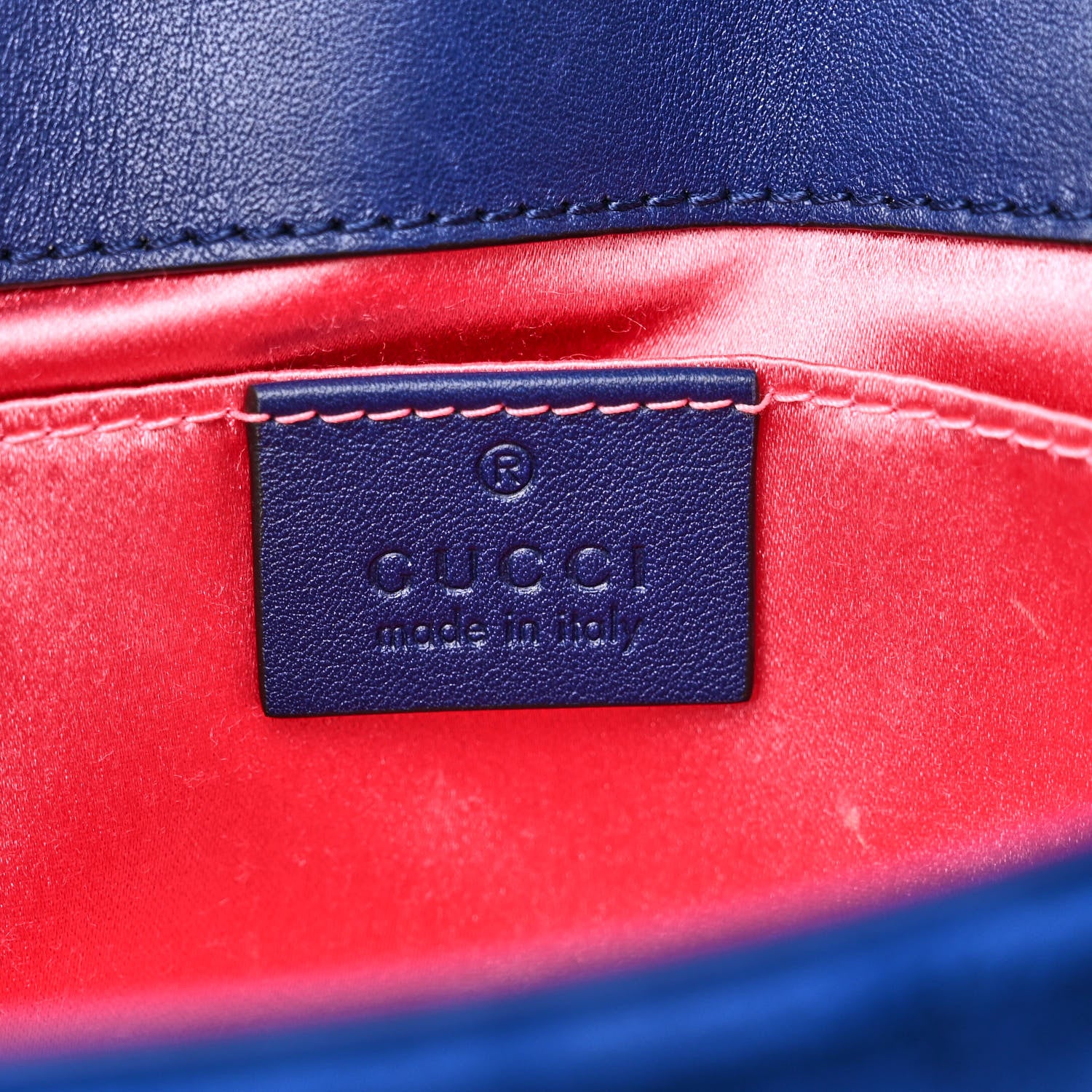 Gucci Velvet Matelasse Embroidered Mini GG Marmont Shoulder Bag Cobalt Blue 6 of 12