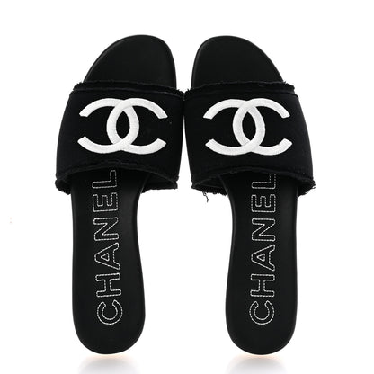 Chanel Jersey Knit CC Mules 39 Black 2 of 9