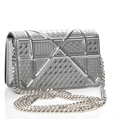 Christian Dior Metallic Patent Micro-Cannage Baby Diorama Flap Bag Silver 3 of 7