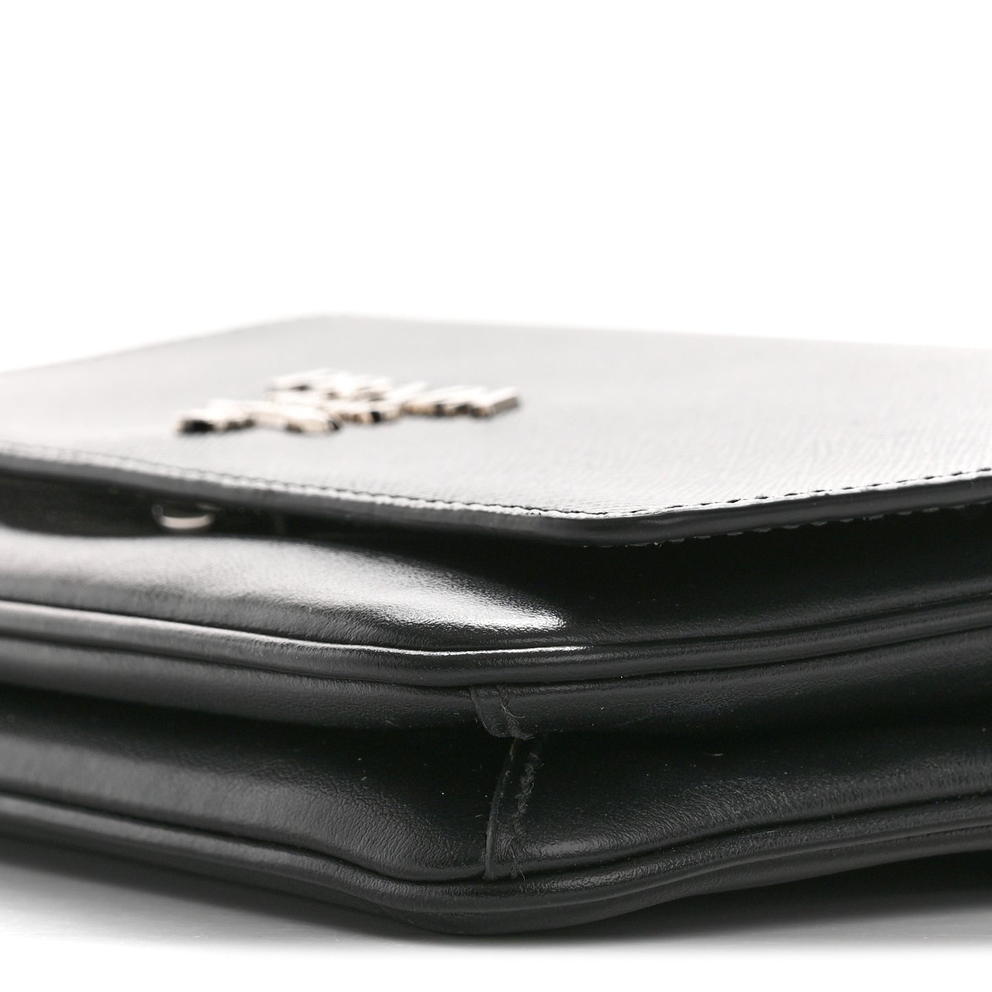 Saffiano Soft Calfskin Chain Crossbody Bag Black