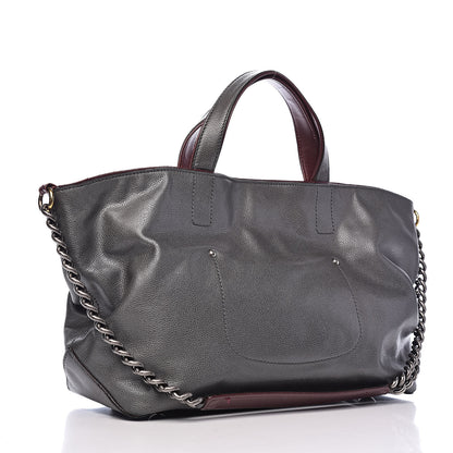 Chanel Metallic Caviar Mademoiselle Lock Cerf Shopper Tote Silver 3 of 19