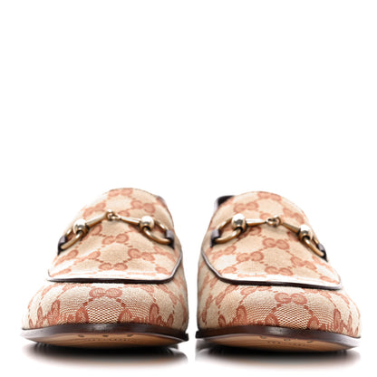 Gucci Canvas GG Monogram Horsebit Mens Jordaan Loafers 8 Beige Ruggine Light Brown 2 of 9