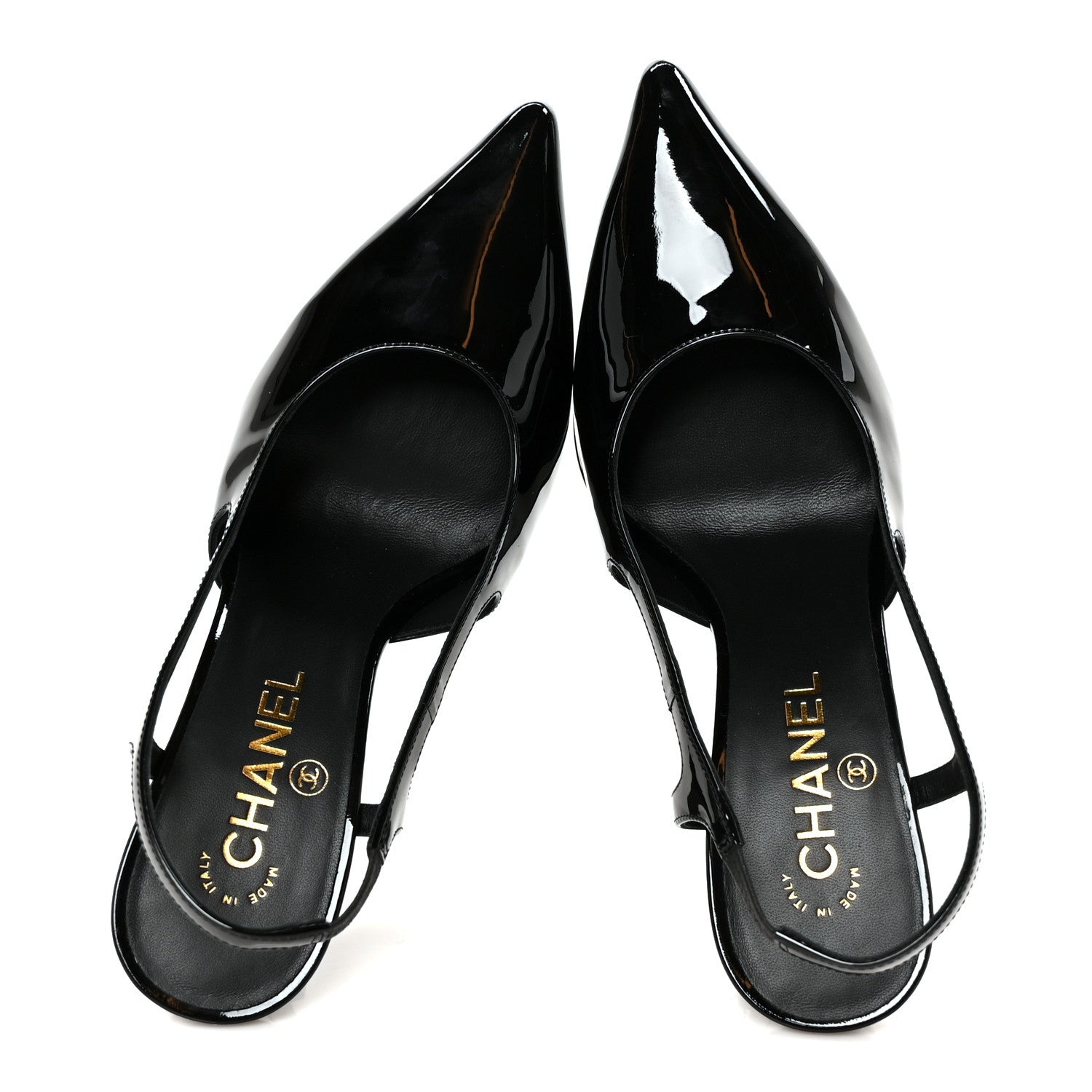 Chanel Patent Calfskin Slingback CC Cutout Pumps 38 Black 2 of 10