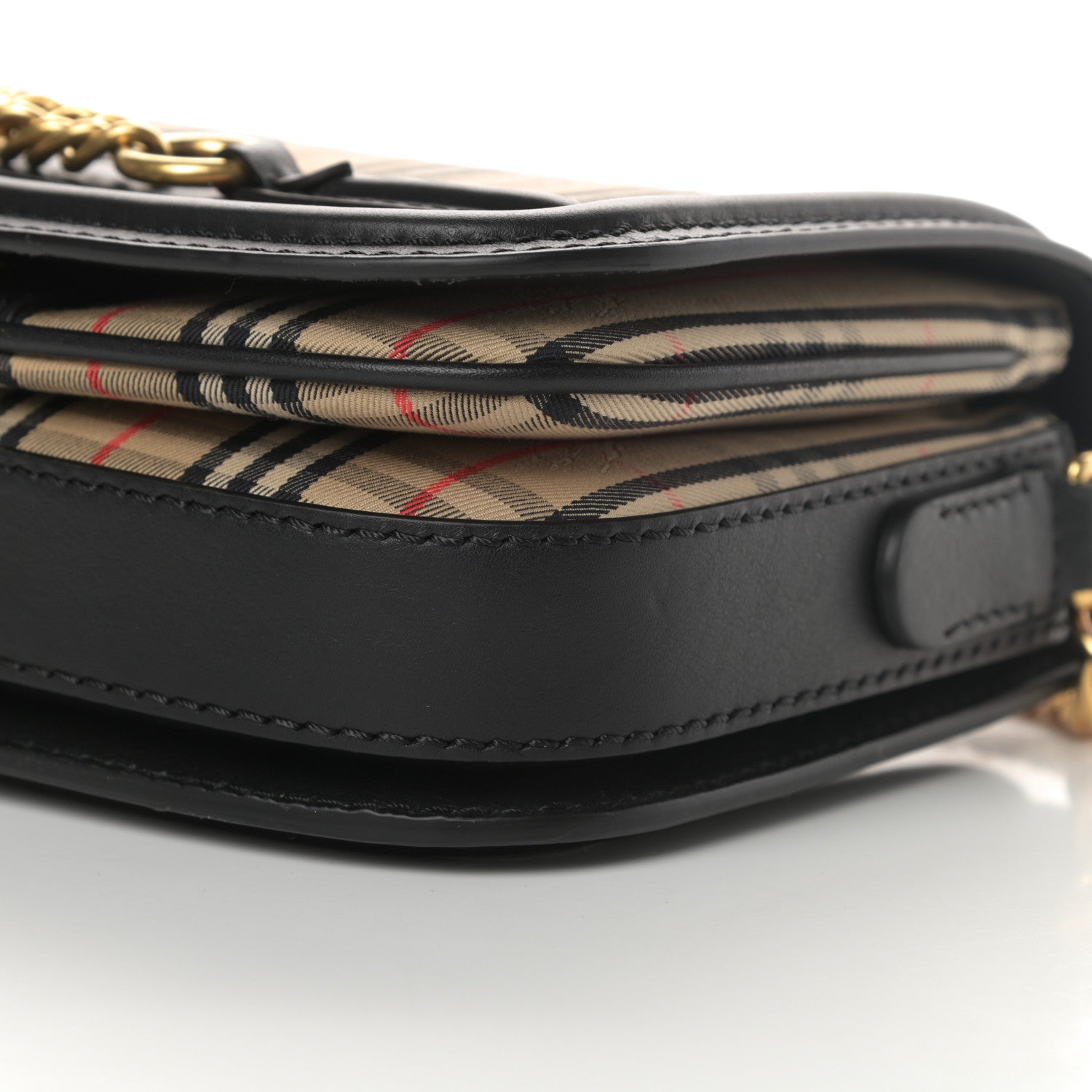 Burberry Smooth Calfskin 1983 Knight Check Link Shoulder Bag Black 10 of 12