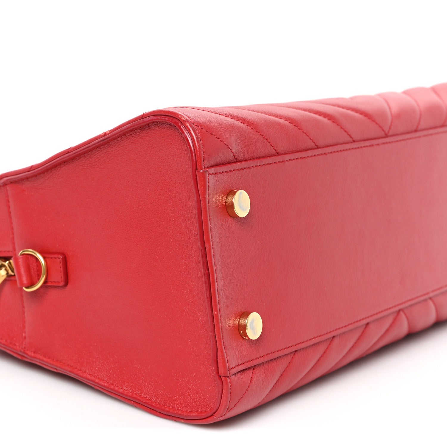 Saint Laurent Calfskin Matelasse Chevron Small Monogram Cabas Lipstick Red 9 of 11
